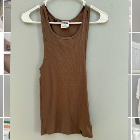 Gymshark Brown Ribbed Tank in Medium - Picture 2 of 4